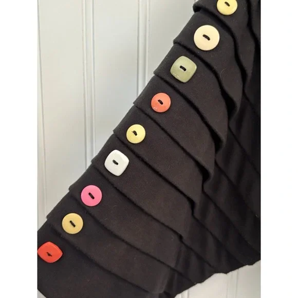 Vtg Bonnie & Bill by Holly 80-90's Black Top Shirt Med Pleated S/S Buttons Retro - Picture 3 of 11